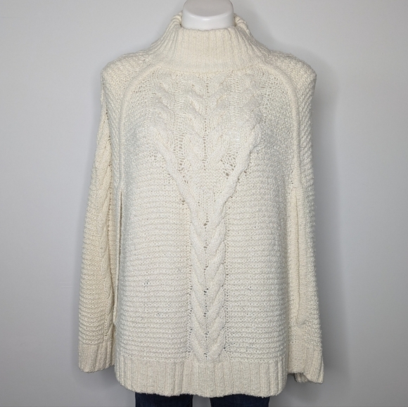 Draper James Grace & Charm off white cable knit poncho sweater XS/S - Picture 1 of 8